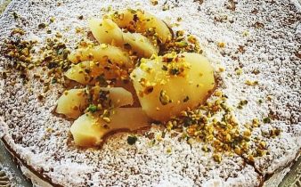 Torta ricotta e pere al pistacchio