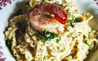Mafaldine con gamberoni